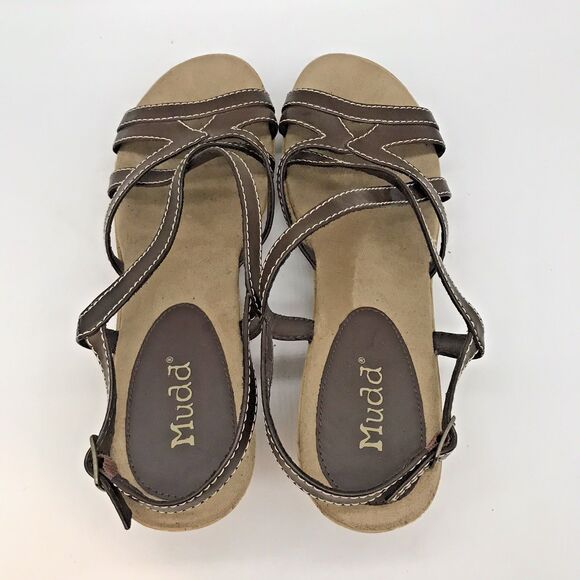 Mudd Kerwin Vtg. Y2K 90s Strappy Platform Wedge Sandal Women's 10M Brown Boho - Picture 6 of 11